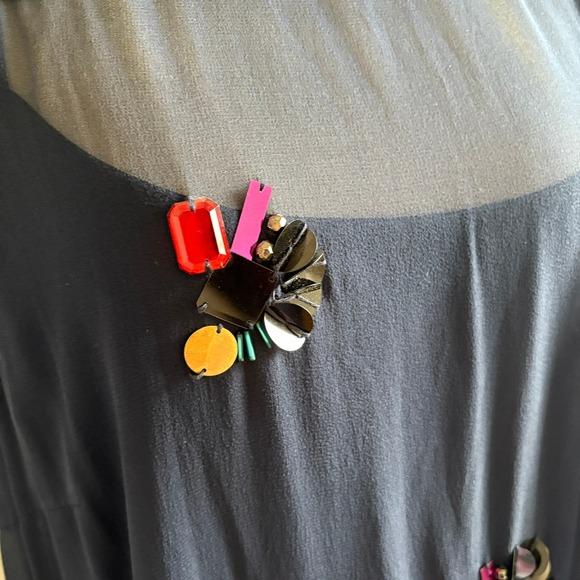 DKNY Sheer Embellished Sheath Silk Midi Dress Women's L Navy Holiday NYE Party - Picture 3 of 11